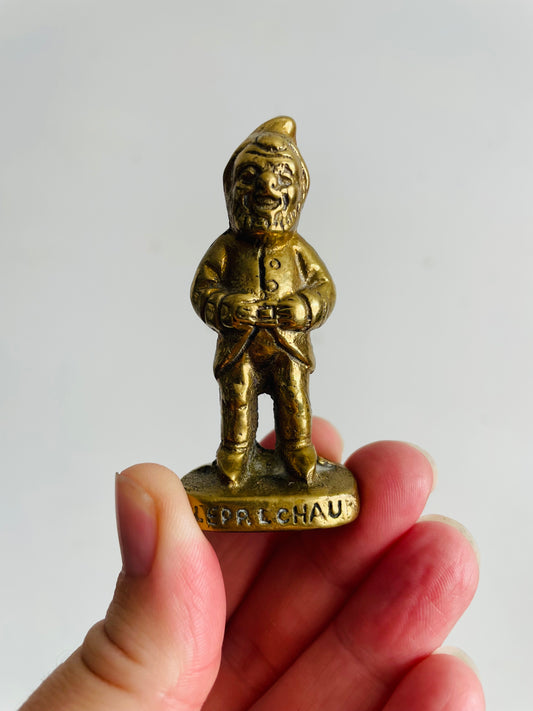 Vintage Mini Solid Brass Irish Leprechaun Statue Figurine