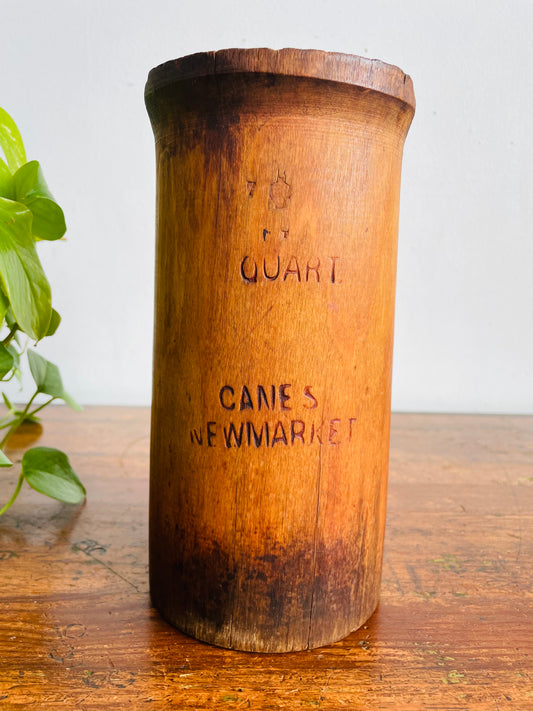 Vintage Wood Quart Treen Noggin Pitcher Water Jug with Handle - Newmarket, Ontario, Canada - Hollowed Out Tree Trunk