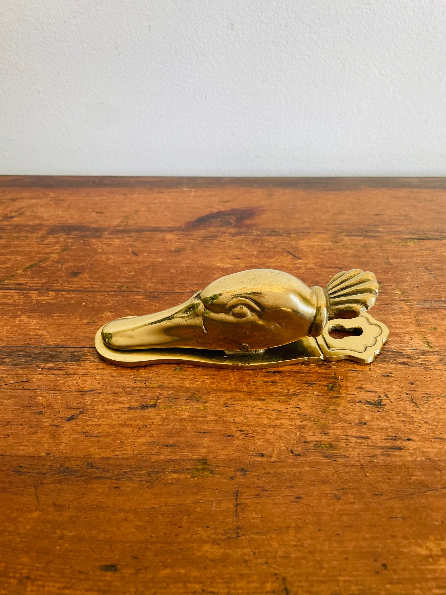 Vintage Solid Brass Duck Head Clip - Made in Taiwan for Eaton - Can Hang or Lay Flat - Also Great As a Curtain Tieback!