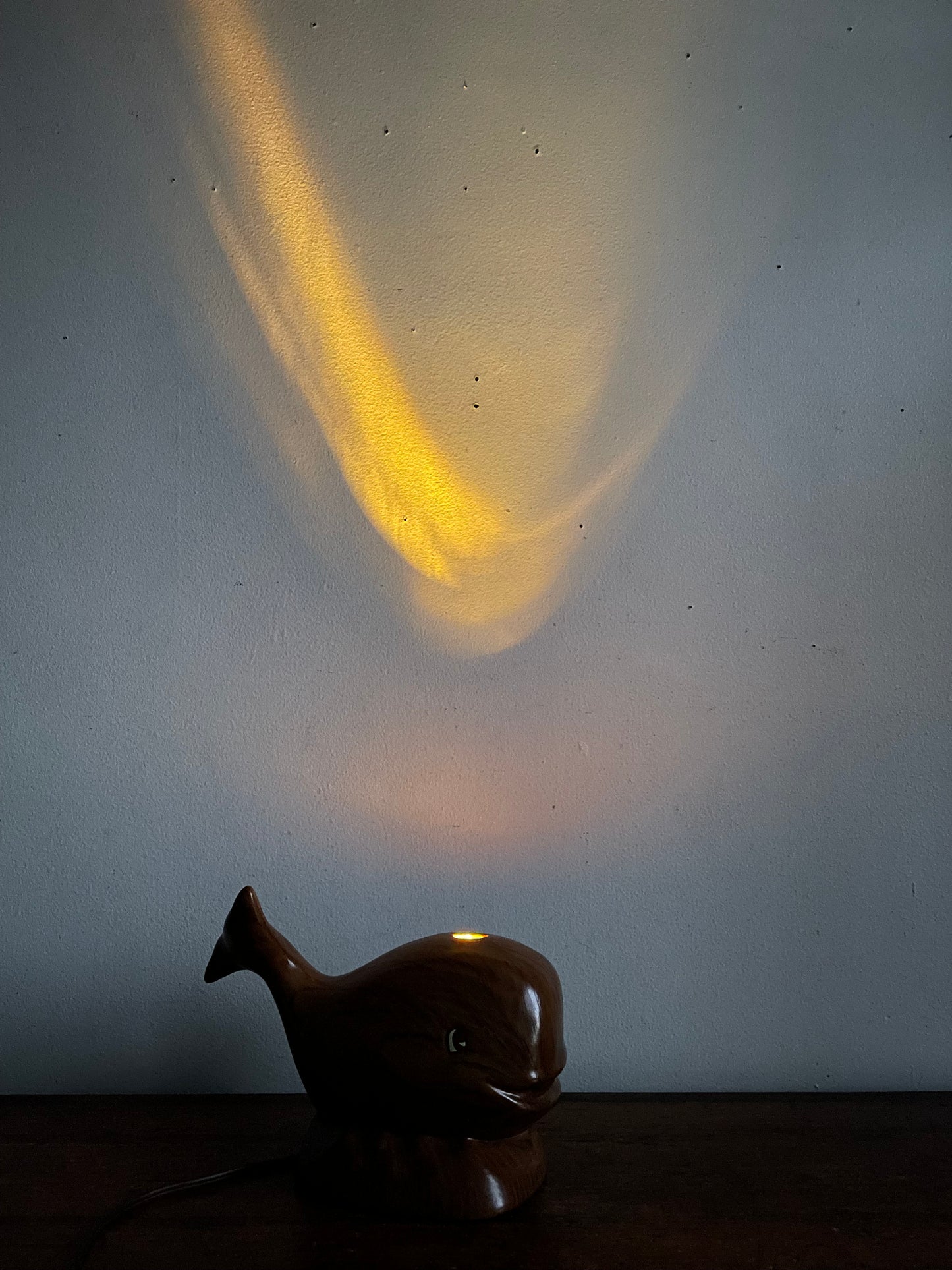 Vintage Ceramic Happy Smiling Whale Nightlight Lamp - You'll Have a Whale of a Time With This One!