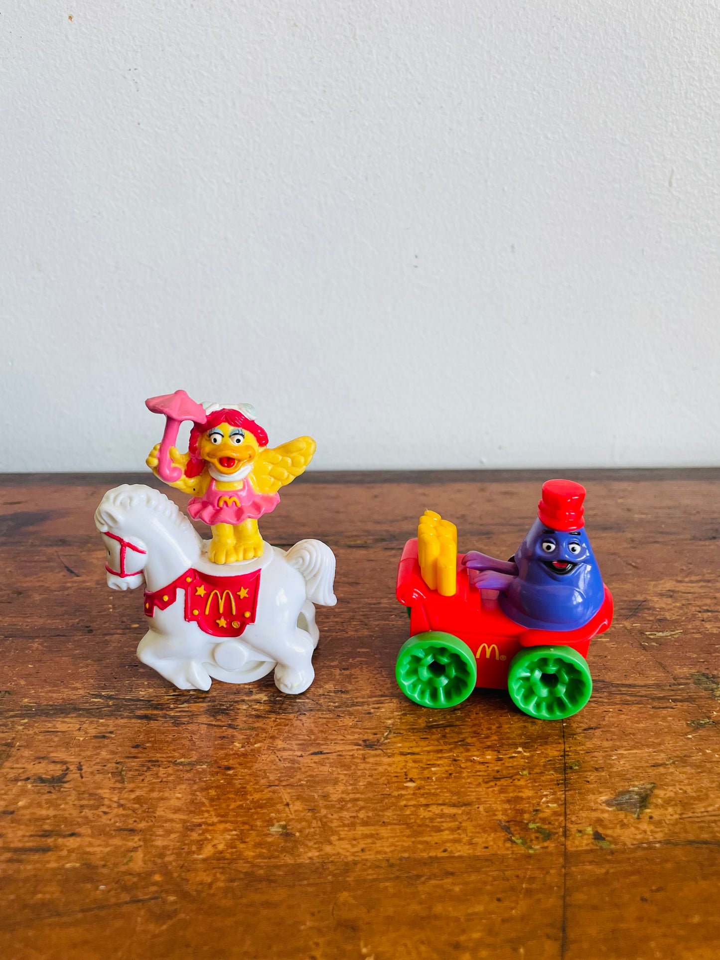 Vintage 1989 McDonald's Happy Meal Toy Bundle - Circus Parade Series - Birdie the Early Bird & Grimace