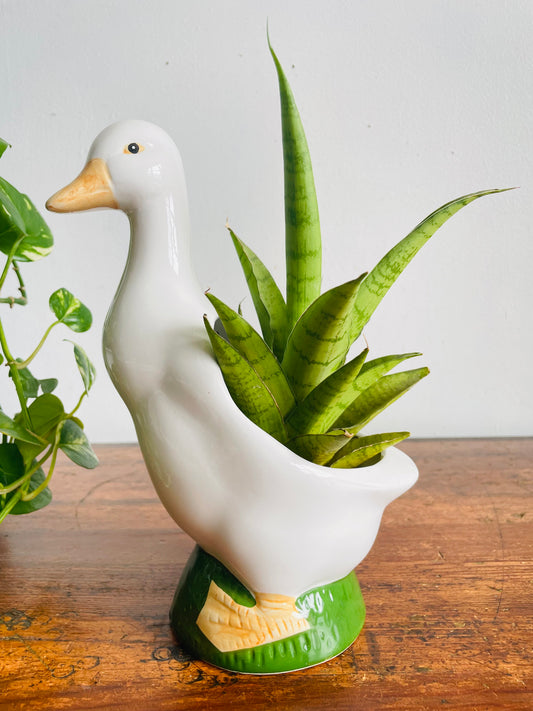 Vintage 1989 Goose Duck Bird Planter Pot - Nurserymen's Exchange - Made in Taiwan - Whimsical Decor Style