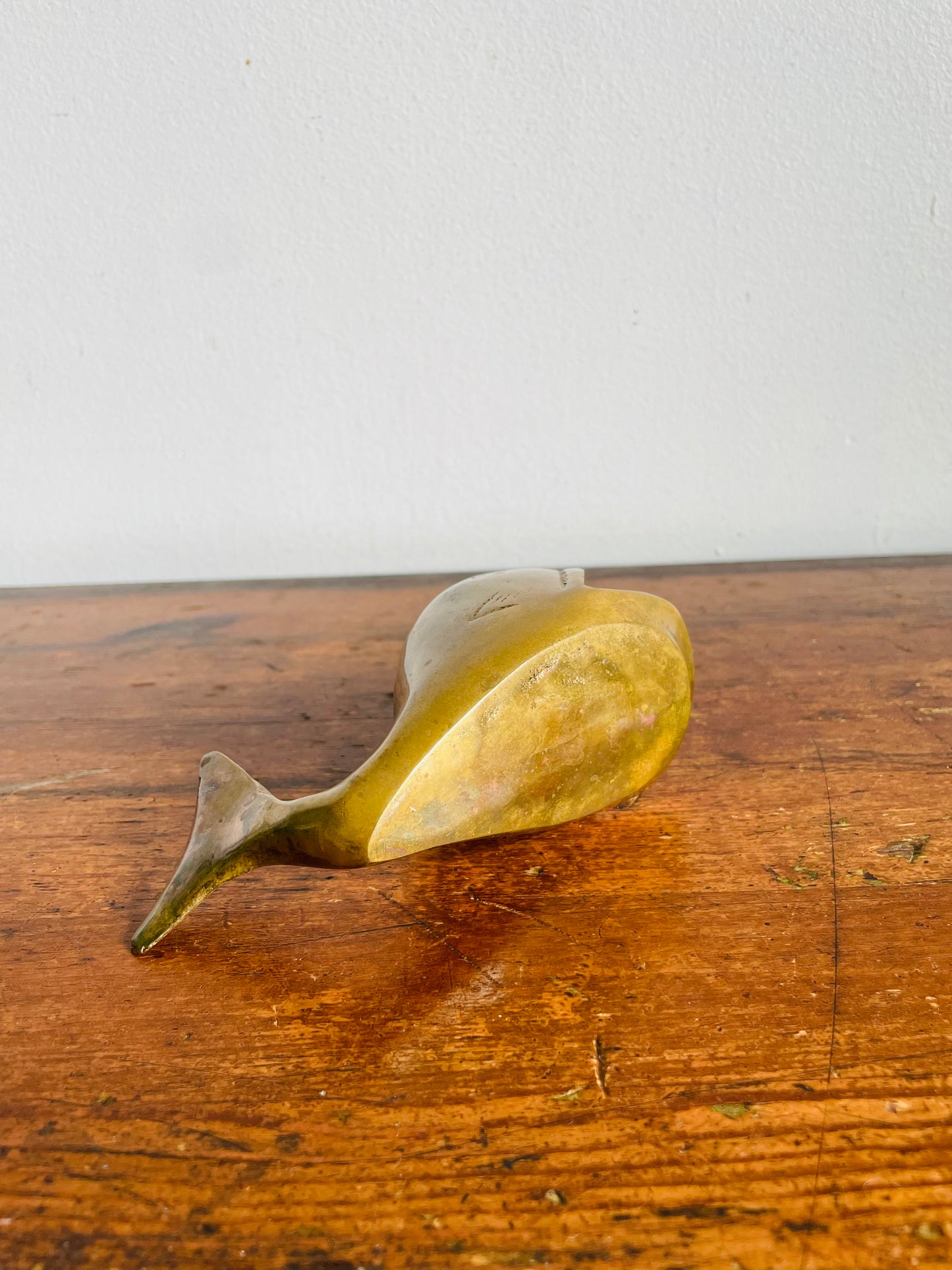 Vintage Solid Brass Open-Mouth Whale Figurine - Ashtray, Trinket Dish, Cone Incense Burner, Etc.