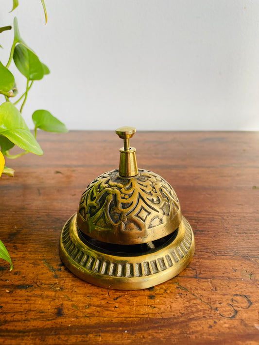 Vintage Ornate Solid Brass Shop Counter or Hotel Front Desk Service Bell