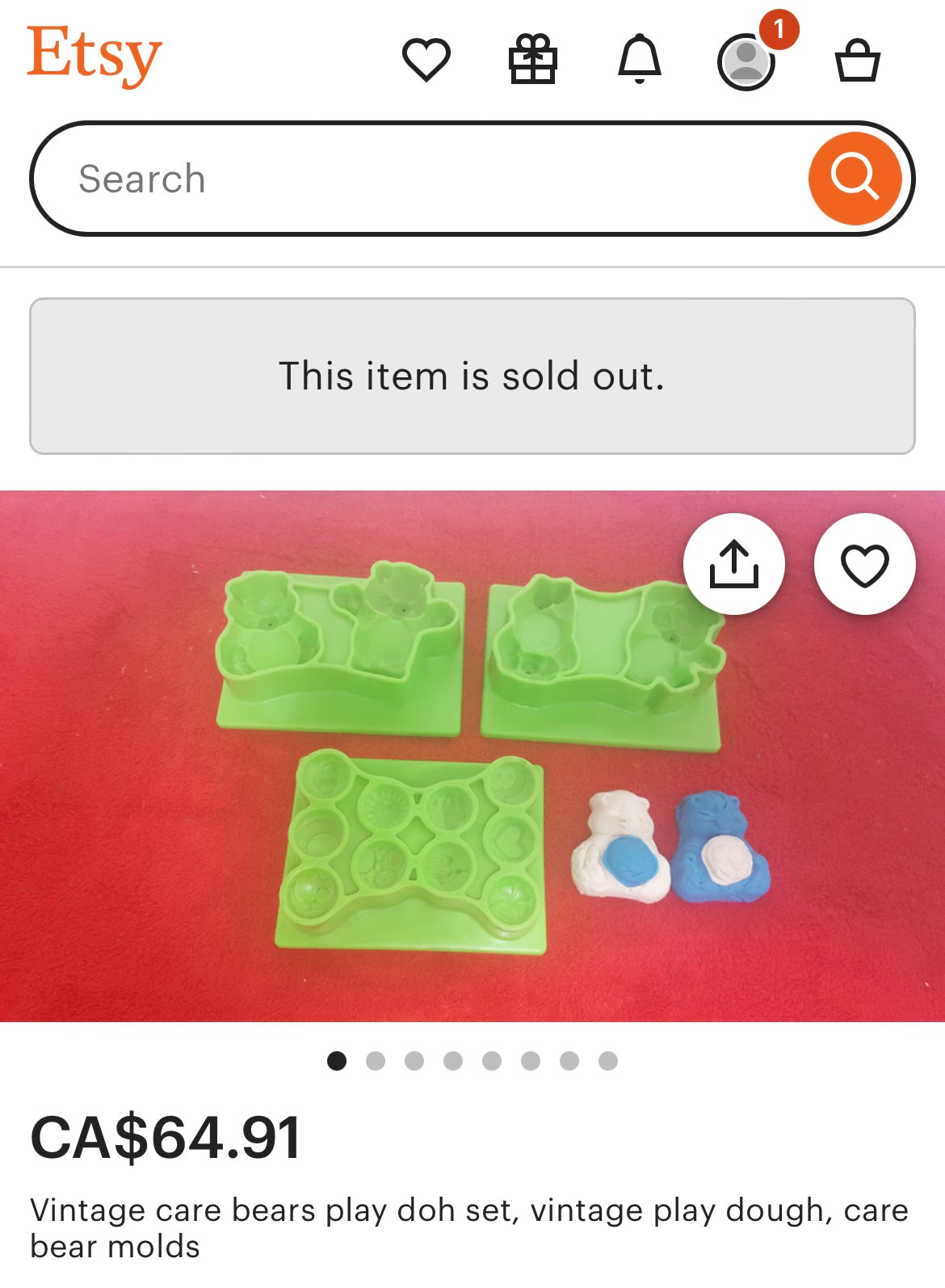 1983 American Greetings Corp Care Bears Play-Doh Molds - Set of 4 Pieces - Cloud Car & Molds for Bears and Symbols