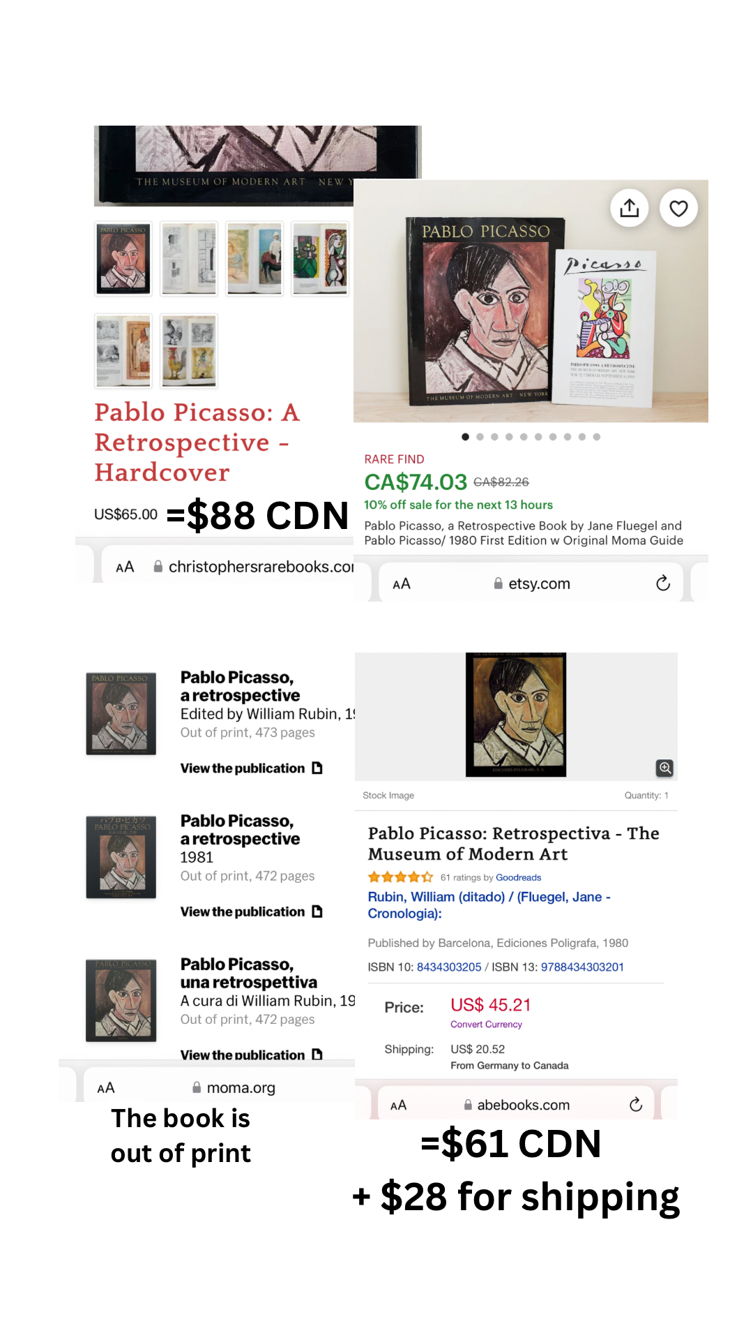 Pablo Picasso Retrospectiva Giant Hardcover Coffee Table Book - The Museum of Modern Art New York - Spanish Text (1980)