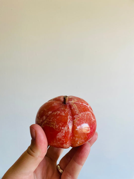 Polished Alabaster Marble Fruit - Red Pumpkin