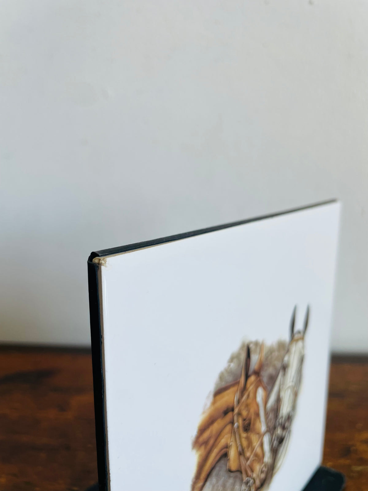 Vintage Tile & Metal Single Bookend with Equestrian Horse Design - Hunnisett & Edmonds, Toronto