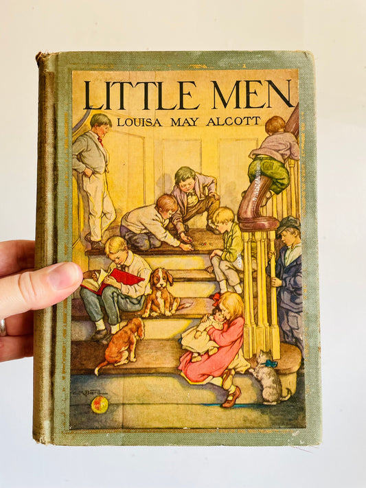 Vintage Little Men by Louisa May Alcott Hardcover Book (1928) - The John C. Winston Company - Illustrated by Clara M. Burd