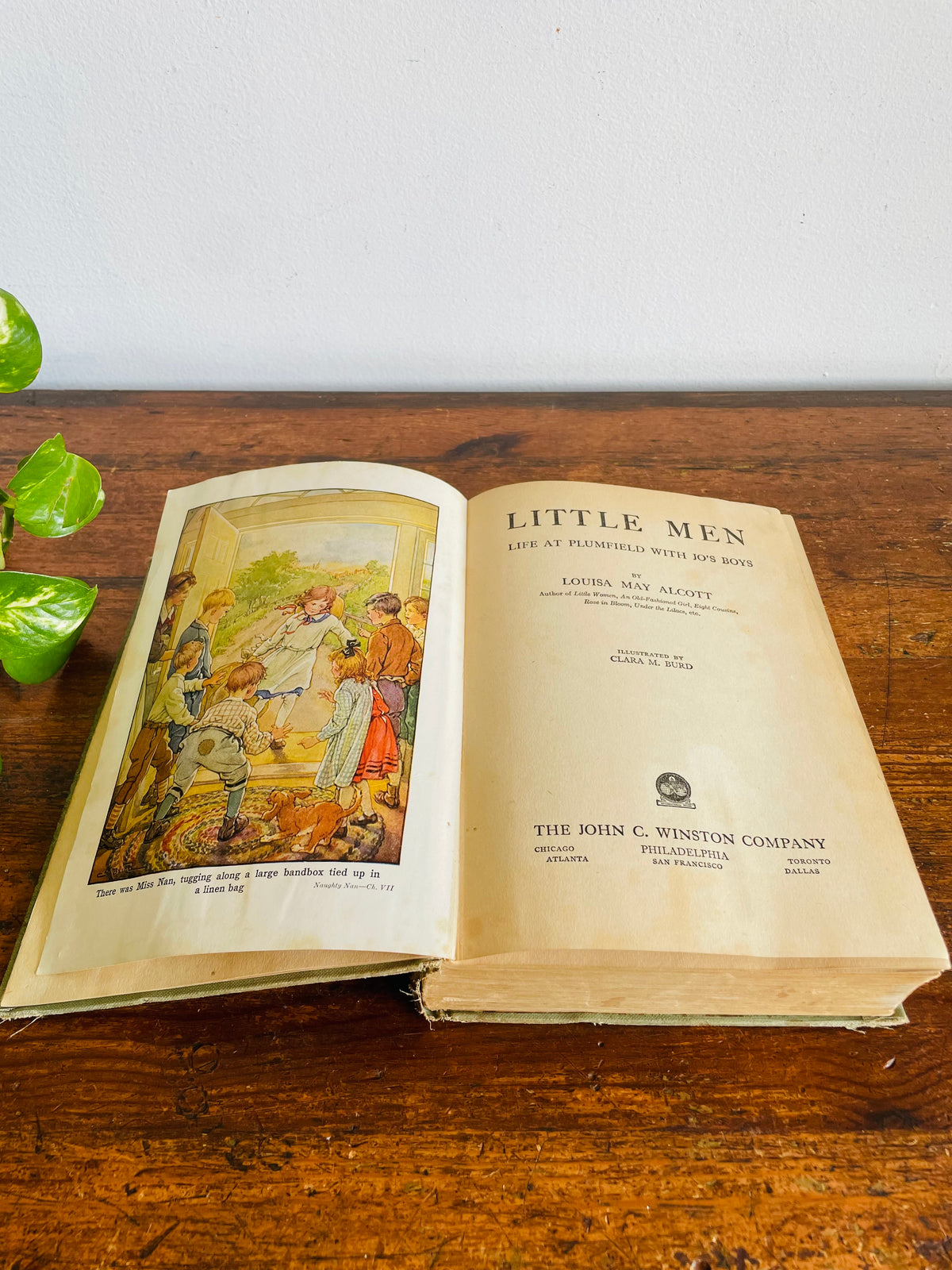Vintage Little Men by Louisa May Alcott Hardcover Book (1928) - The John C. Winston Company - Illustrated by Clara M. Burd