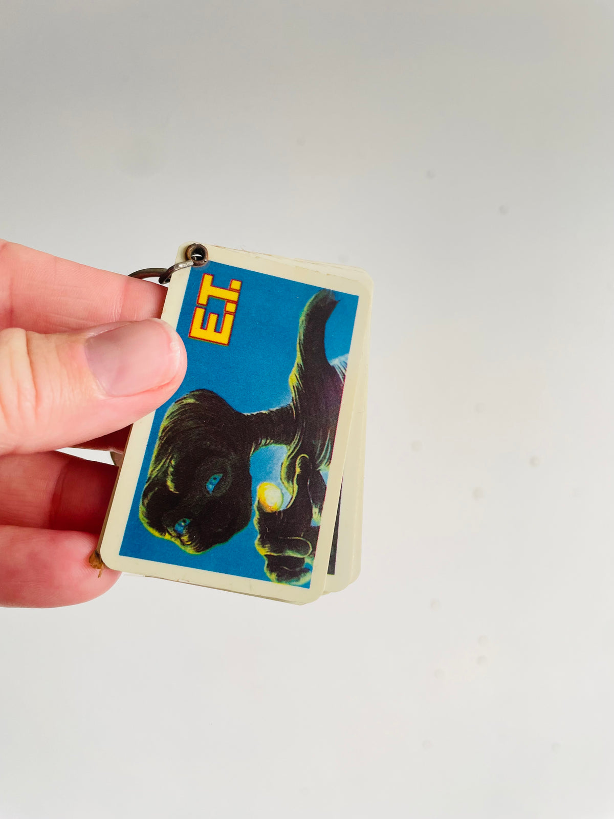 Vintage 1982 E.T. The Extra-Terrestrial Movie Plastic Card Slide Keychain