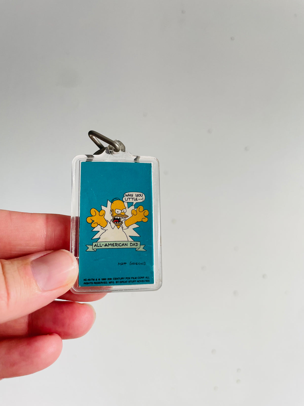 Vintage 1990 Simpsons Keychain - Homer All-American Dad