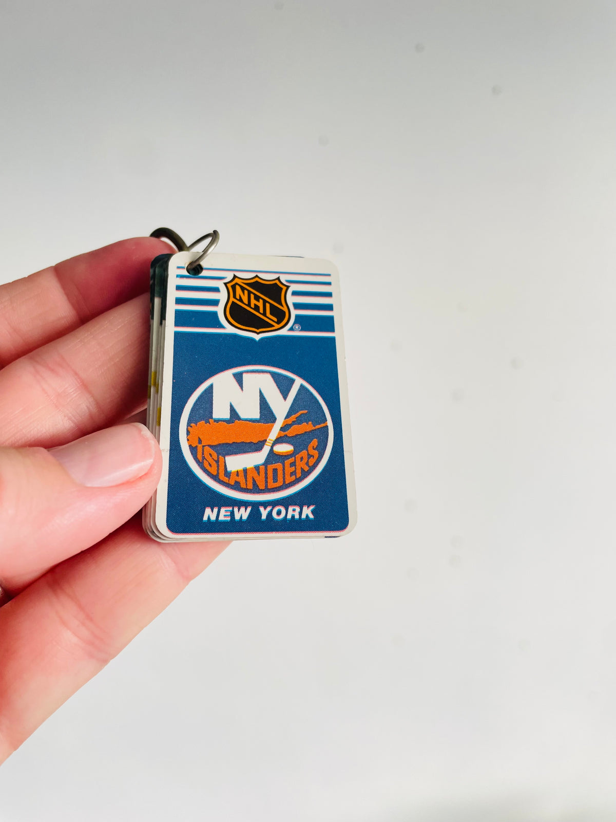 Vintage 1983 New York Islanders NHL Hockey Team Player Cards Keychain - Printed in Canada / Made in Taiwan