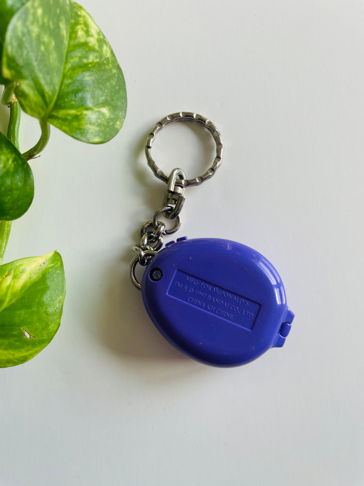 Vintage 1997 McDonald's Purple Toy Tamagotchi Keychain #2 - Opens Up / Storage Compartment