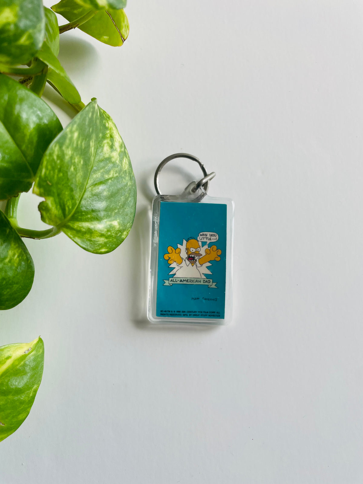 Vintage 1990 Simpsons Keychain - Homer All-American Dad