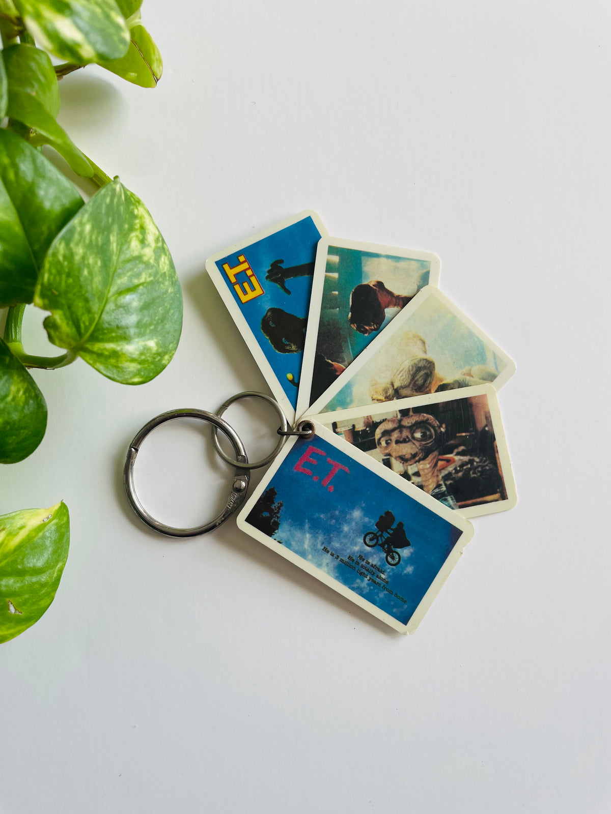 Vintage 1982 E.T. The Extra-Terrestrial Movie Plastic Card Slide Keychain