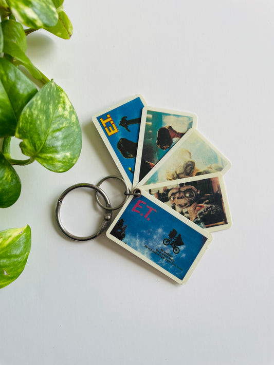 Vintage 1982 E.T. The Extra-Terrestrial Movie Plastic Card Slide Keychain