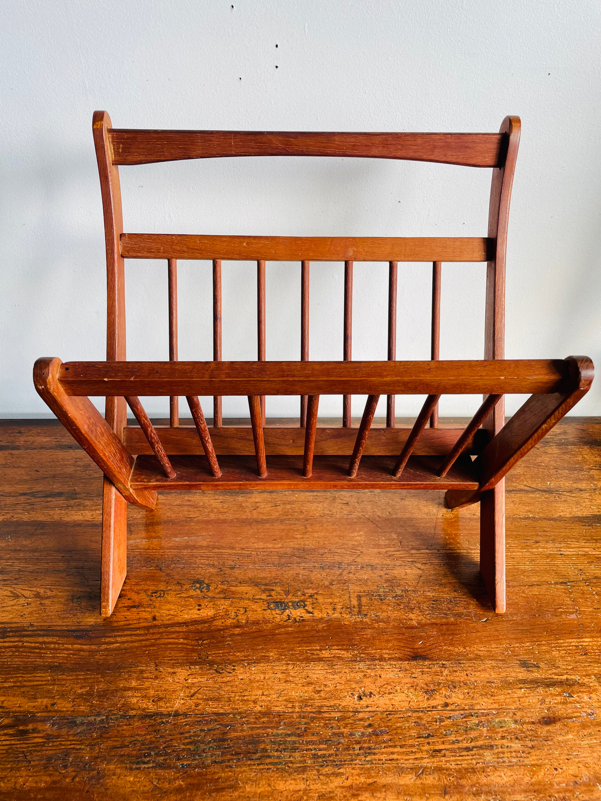 Vintage Mid-Century Modern Sculptural Folding Teak Wood Magazine Rack - Ernest Sohn for ETCO - MCM Design Style - For Shipping Please Read Note
