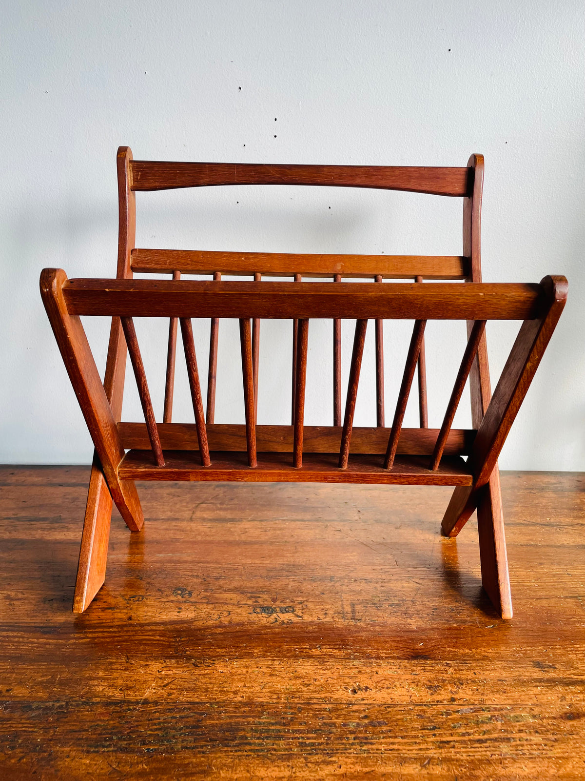 Vintage Mid-Century Modern Sculptural Folding Teak Wood Magazine Rack - Ernest Sohn for ETCO - MCM Design Style - For Shipping Please Read Note