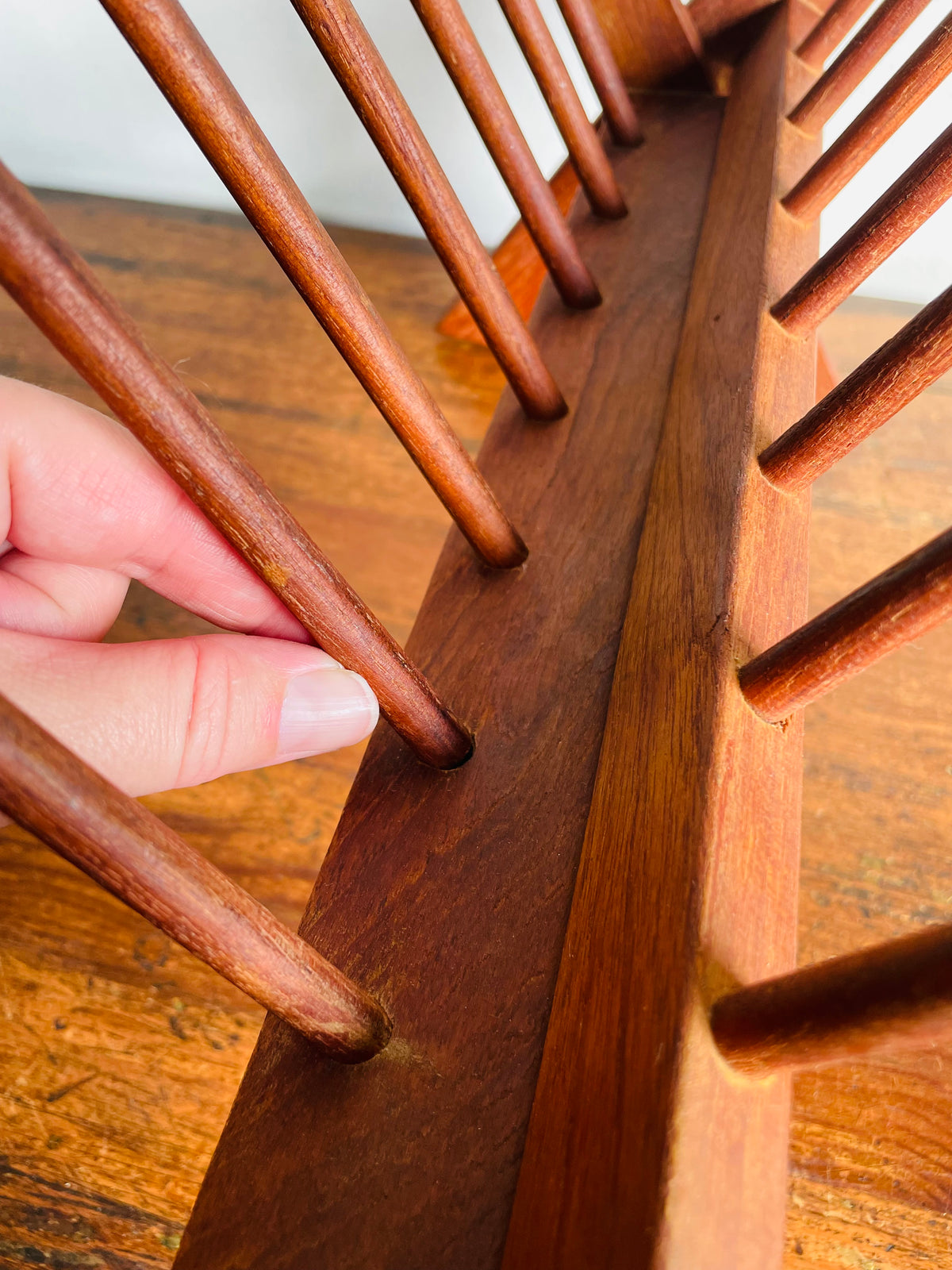 Vintage Mid-Century Modern Sculptural Folding Teak Wood Magazine Rack - Ernest Sohn for ETCO - MCM Design Style - For Shipping Please Read Note