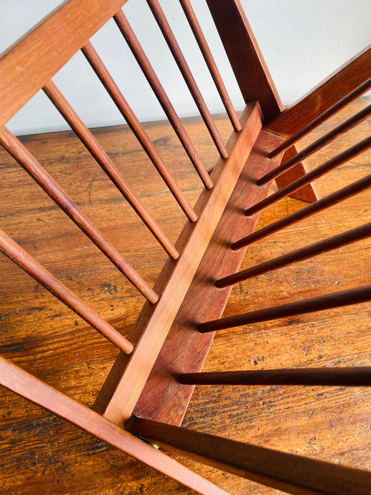Vintage Mid-Century Modern Sculptural Folding Teak Wood Magazine Rack - Ernest Sohn for ETCO - MCM Design Style - For Shipping Please Read Note