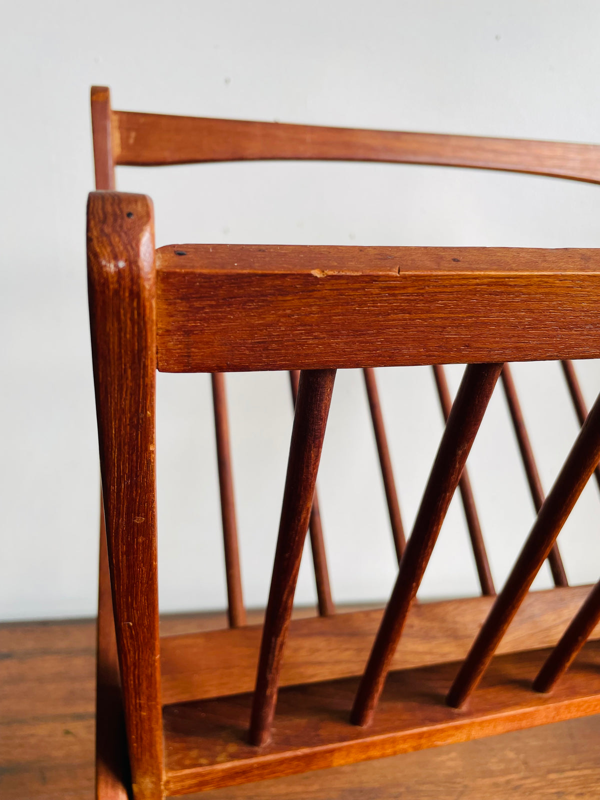 Vintage Mid-Century Modern Sculptural Folding Teak Wood Magazine Rack - Ernest Sohn for ETCO - MCM Design Style - For Shipping Please Read Note