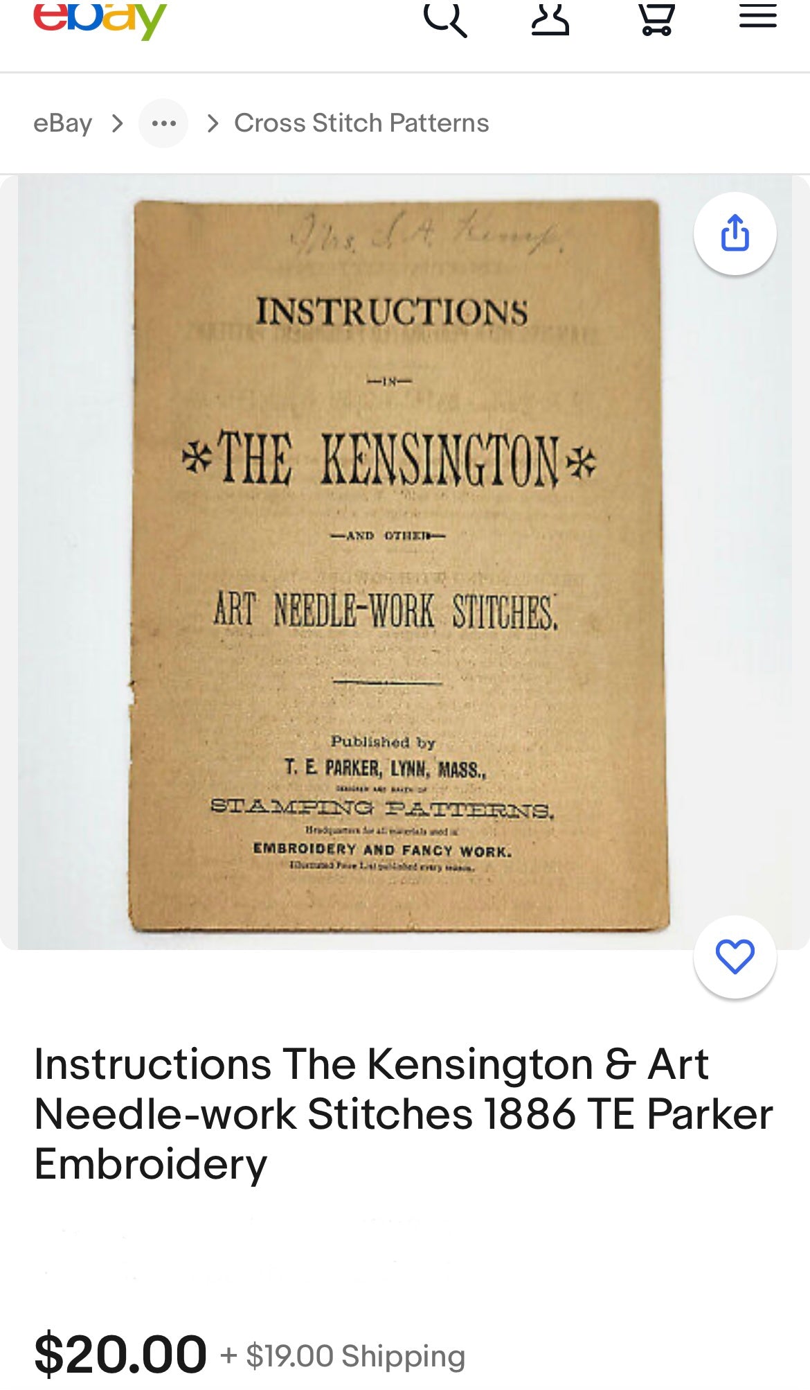 Antique 1800s The Kensington Art Needle Pattern Pocket Book - G.A. Burton & Co. Chicago, Illinois