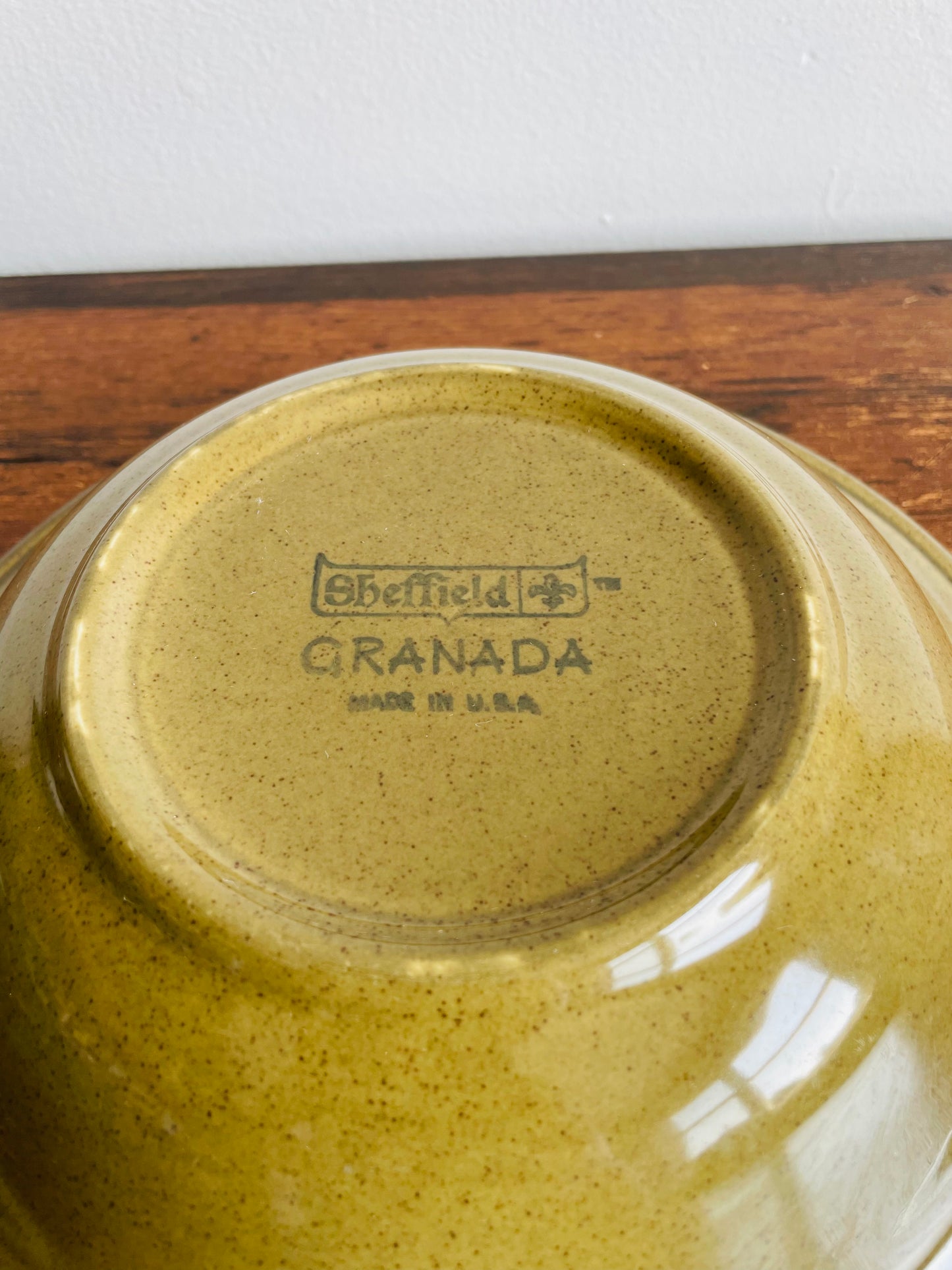 Sheffield Granada Green Bowl with Pretty Scalloped Design on Rim - Made in USA