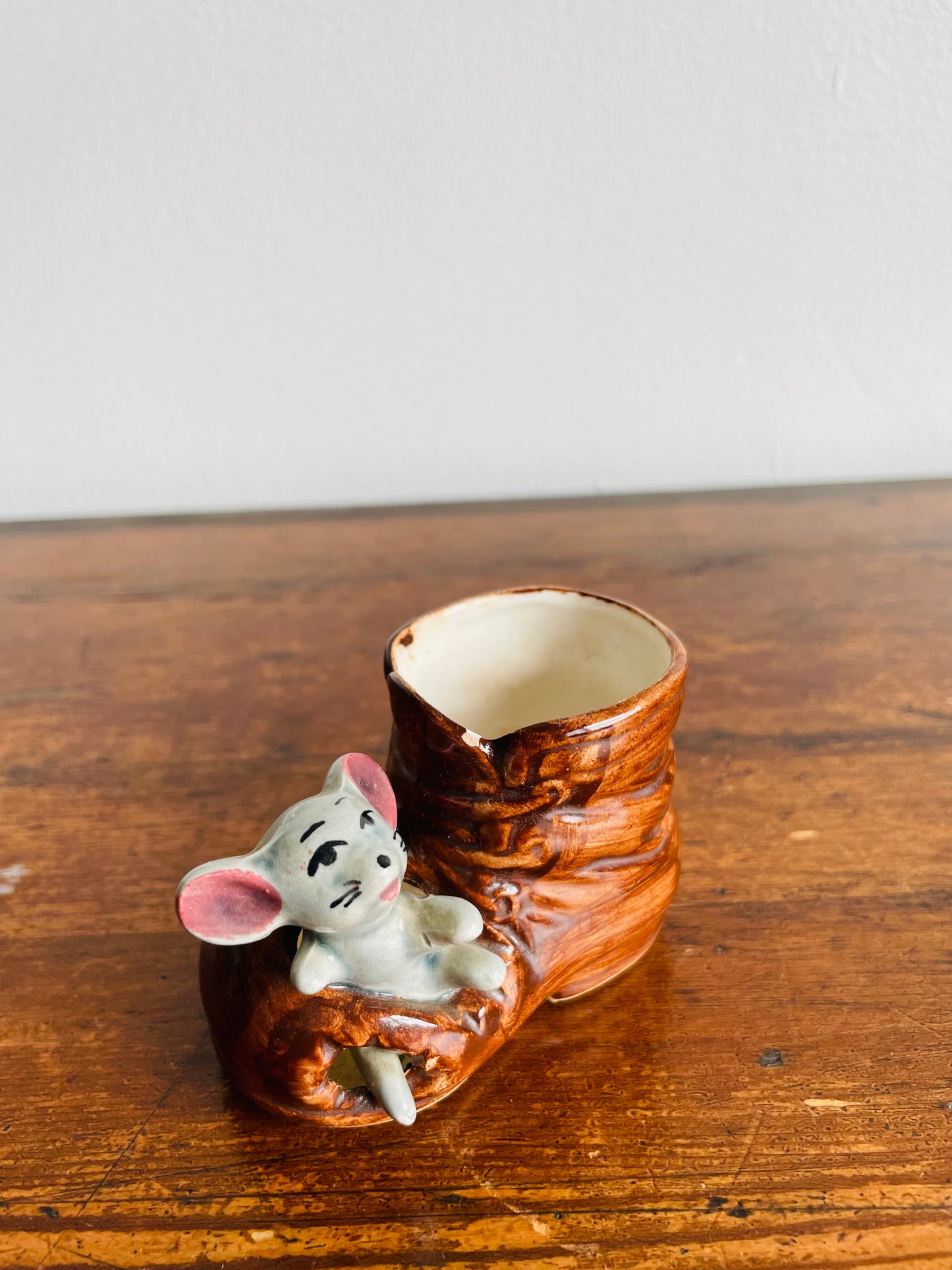 Adorable 1950s Mouse in Boot Toothpick Holder