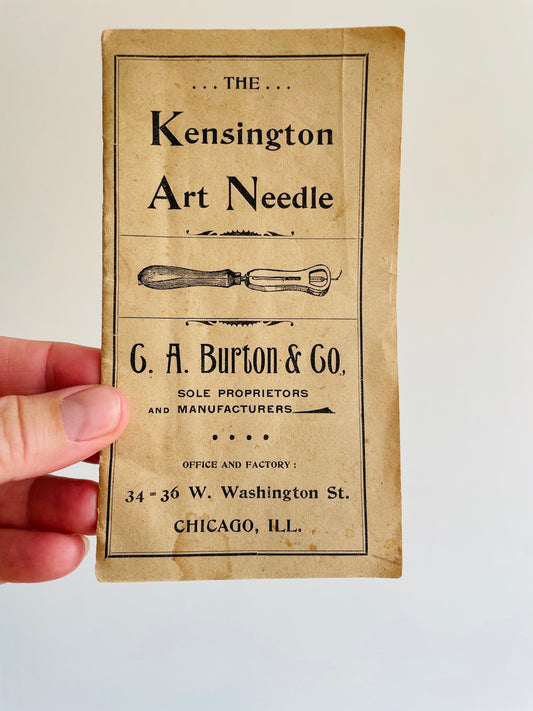 Antique 1800s The Kensington Art Needle Pattern Pocket Book - G.A. Burton & Co. Chicago, Illinois