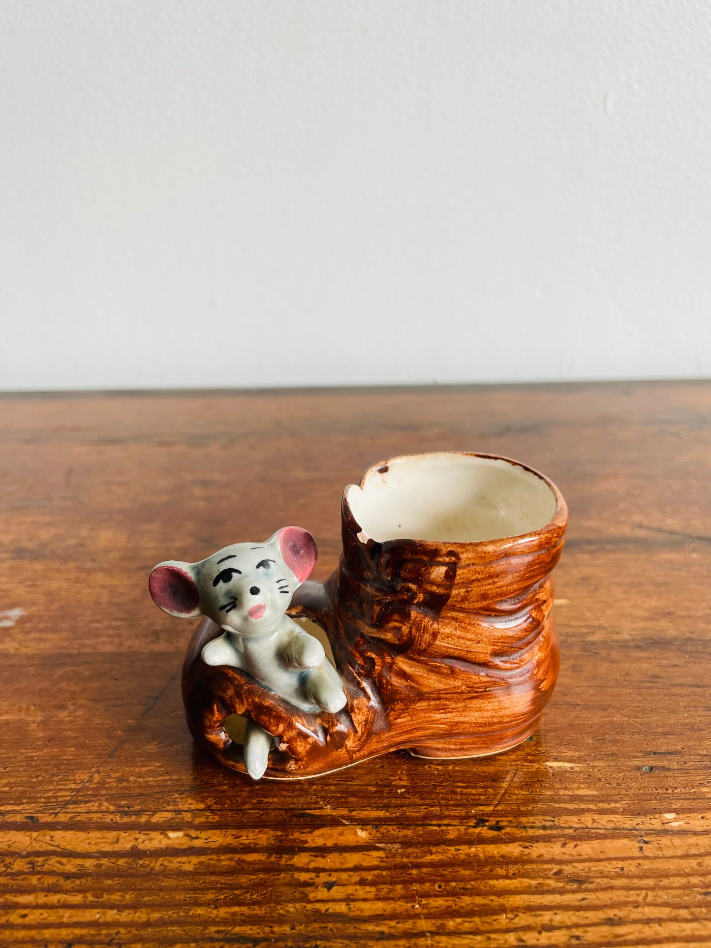 Adorable 1950s Mouse in Boot Toothpick Holder
