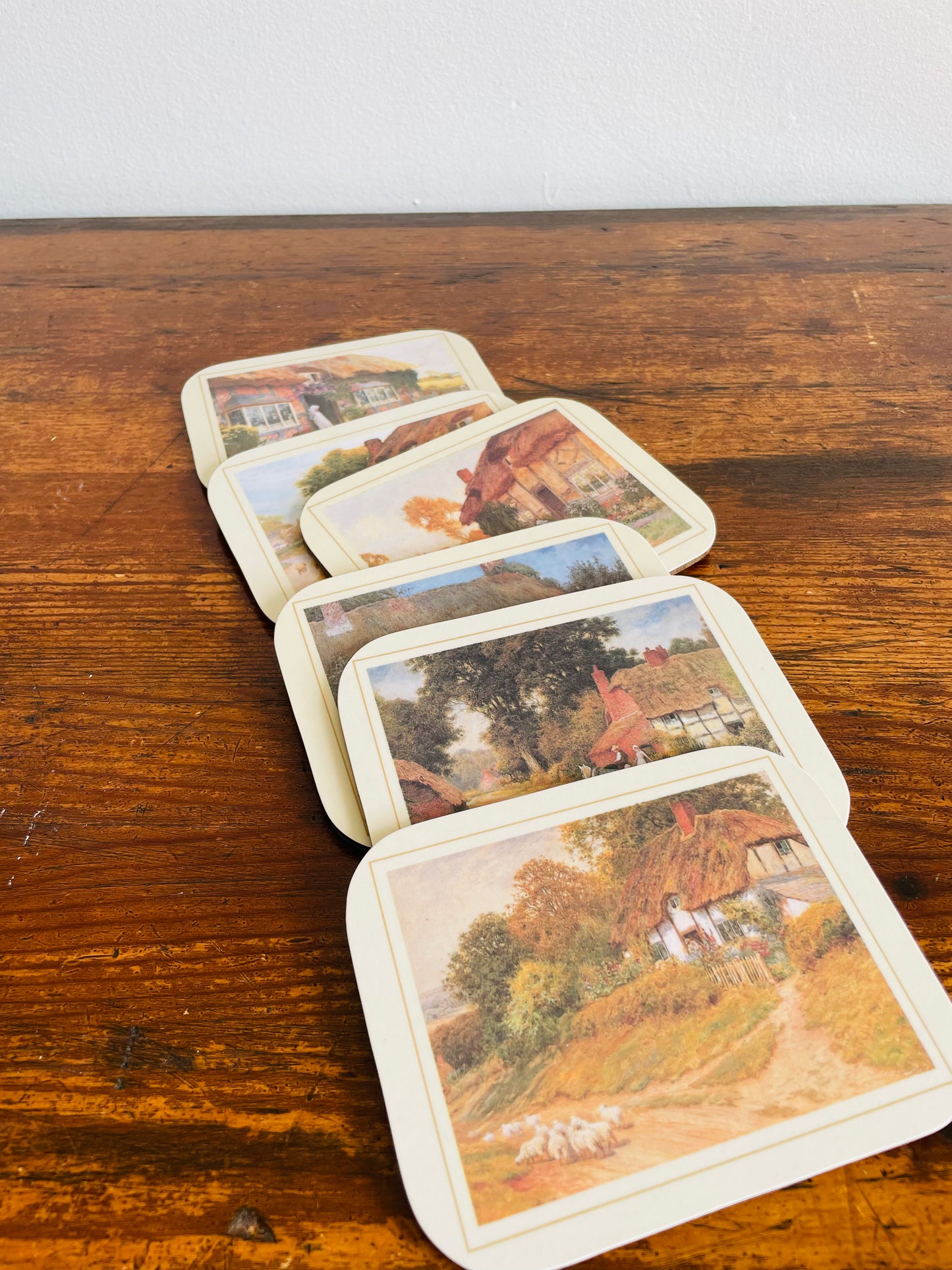 Orchard Melamine Products - Arthur Claude Strachan Rural Cottages - Set of 6 Drink Coasters - Made in England