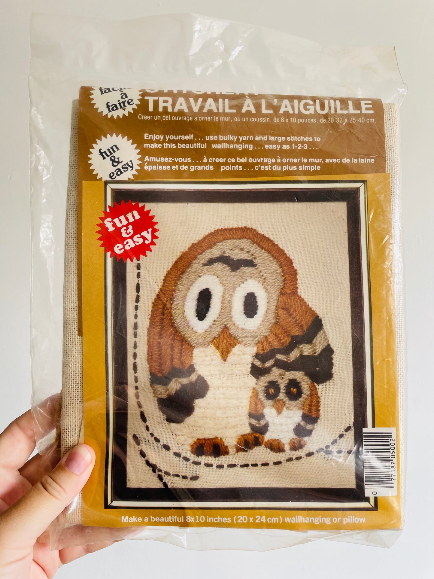 McNeill Needlework Embroidery Kit for Picture or Pillow - Big & Small Owl
