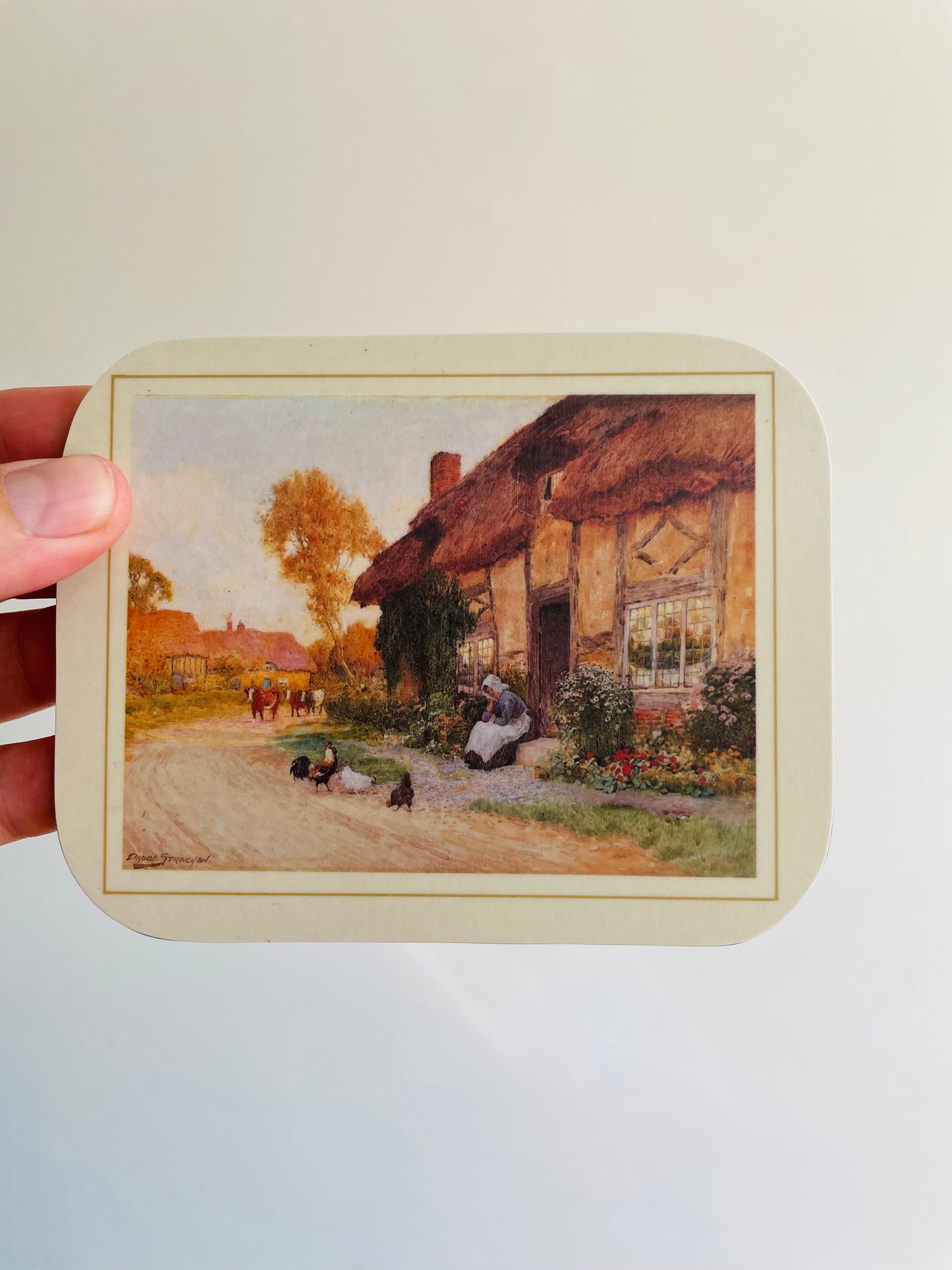 Orchard Melamine Products - Arthur Claude Strachan Rural Cottages - Set of 6 Drink Coasters - Made in England