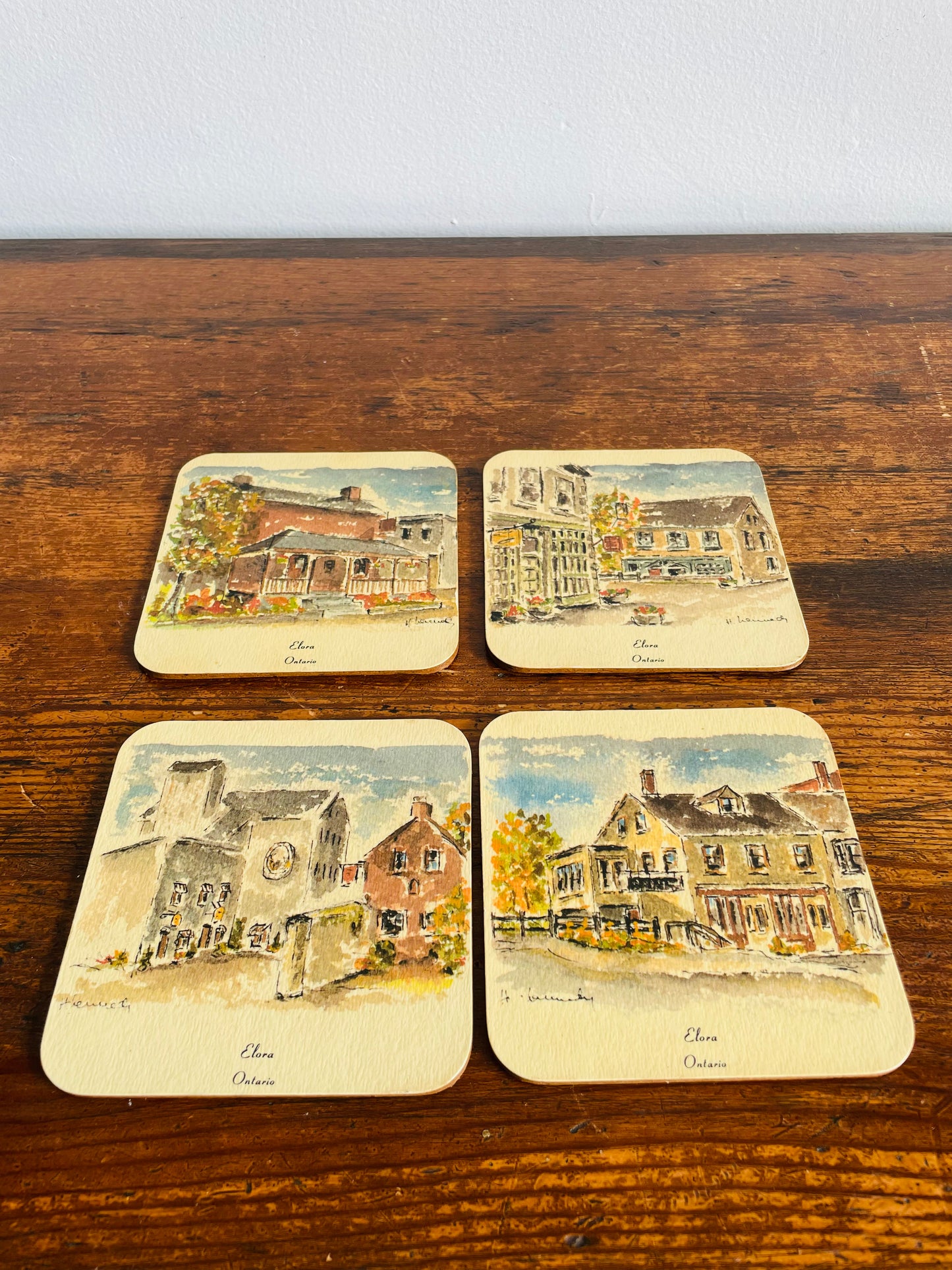 Scenic Coasters of Elora Ontario by Hannelore Kennedy - Set of 4 Drink Coasters - Made in Canada