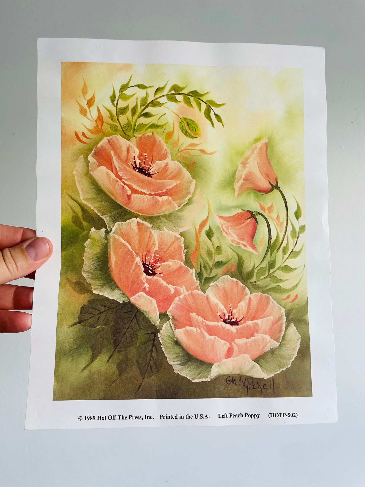 Peach Poppies by Gladys Mitchell (1989) Hot Off The Press Inc. - Floral Lithograph Print Ready for Framing!