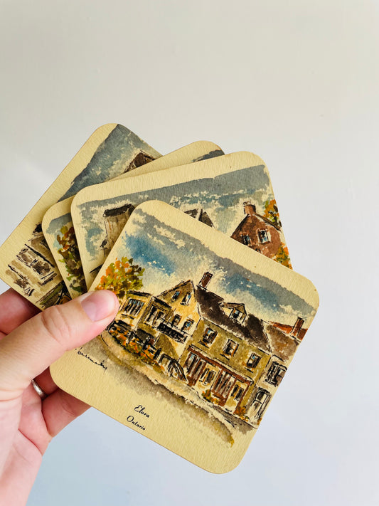 Scenic Coasters of Elora Ontario by Hannelore Kennedy - Set of 4 Drink Coasters - Made in Canada
