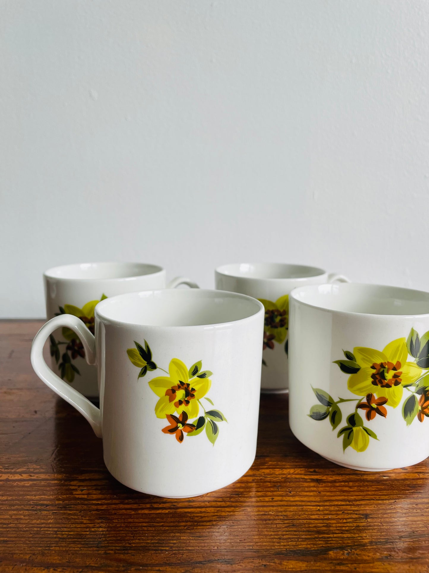 Vintage Floral Mugs in Earth Tone Colours - Made in England