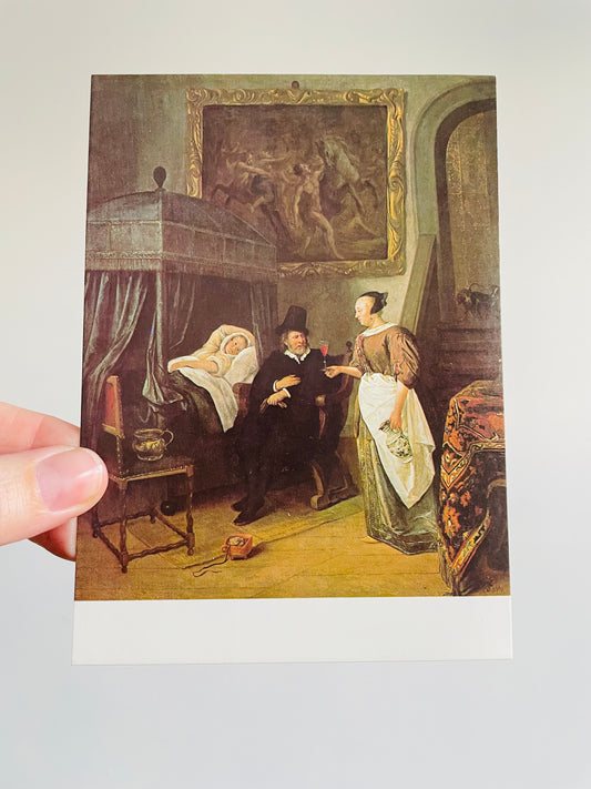 Jan Steen 'The Doctor's Visit' Postcard #1 - 1982 Printed in England - 4" by 6"
