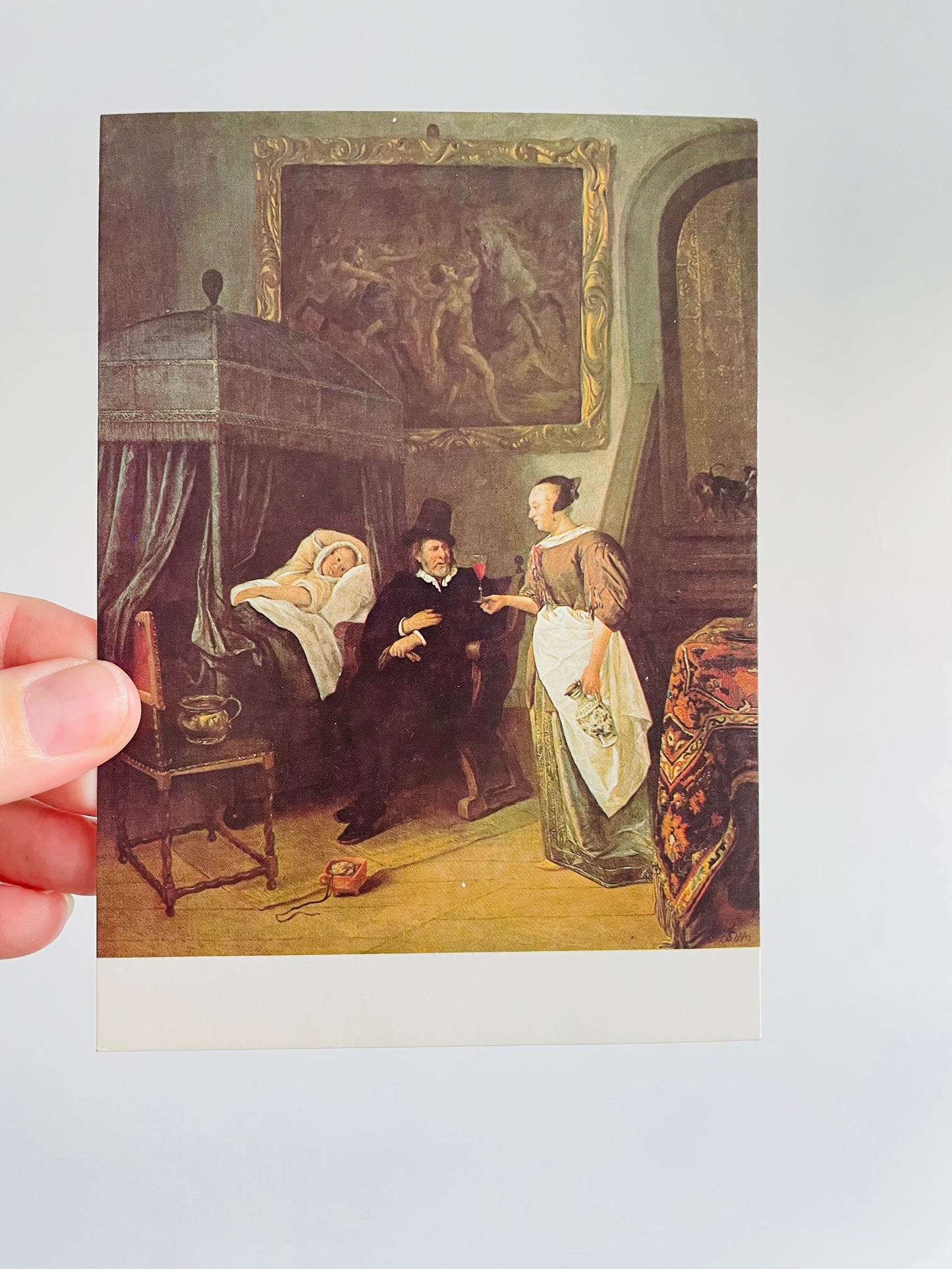 Jan Steen 'The Doctor's Visit' Postcard #2 - 1982 Printed in England - 4" by 6"
