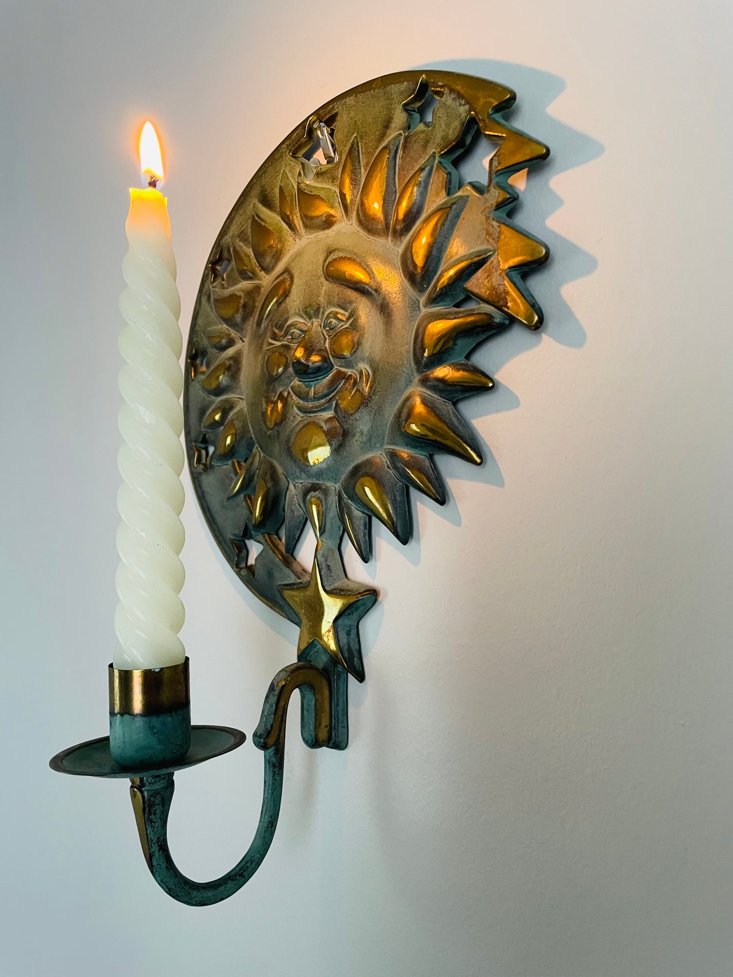 1990s Partylite Celestial Sun and Stars Candle Holder Wall Sconce
