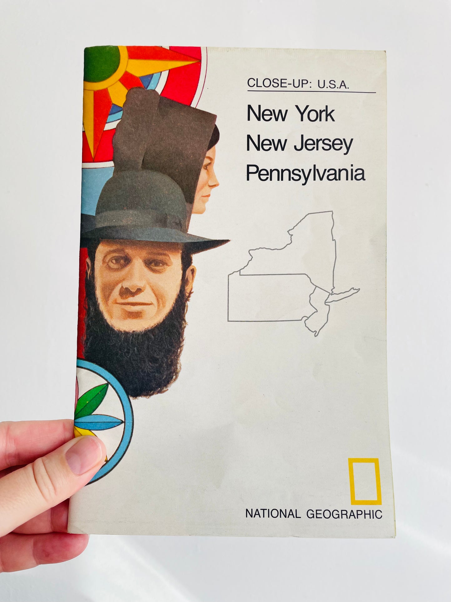 1977 National Geographic Close-Up USA Map - New York, New Jersey, Pennsylvania