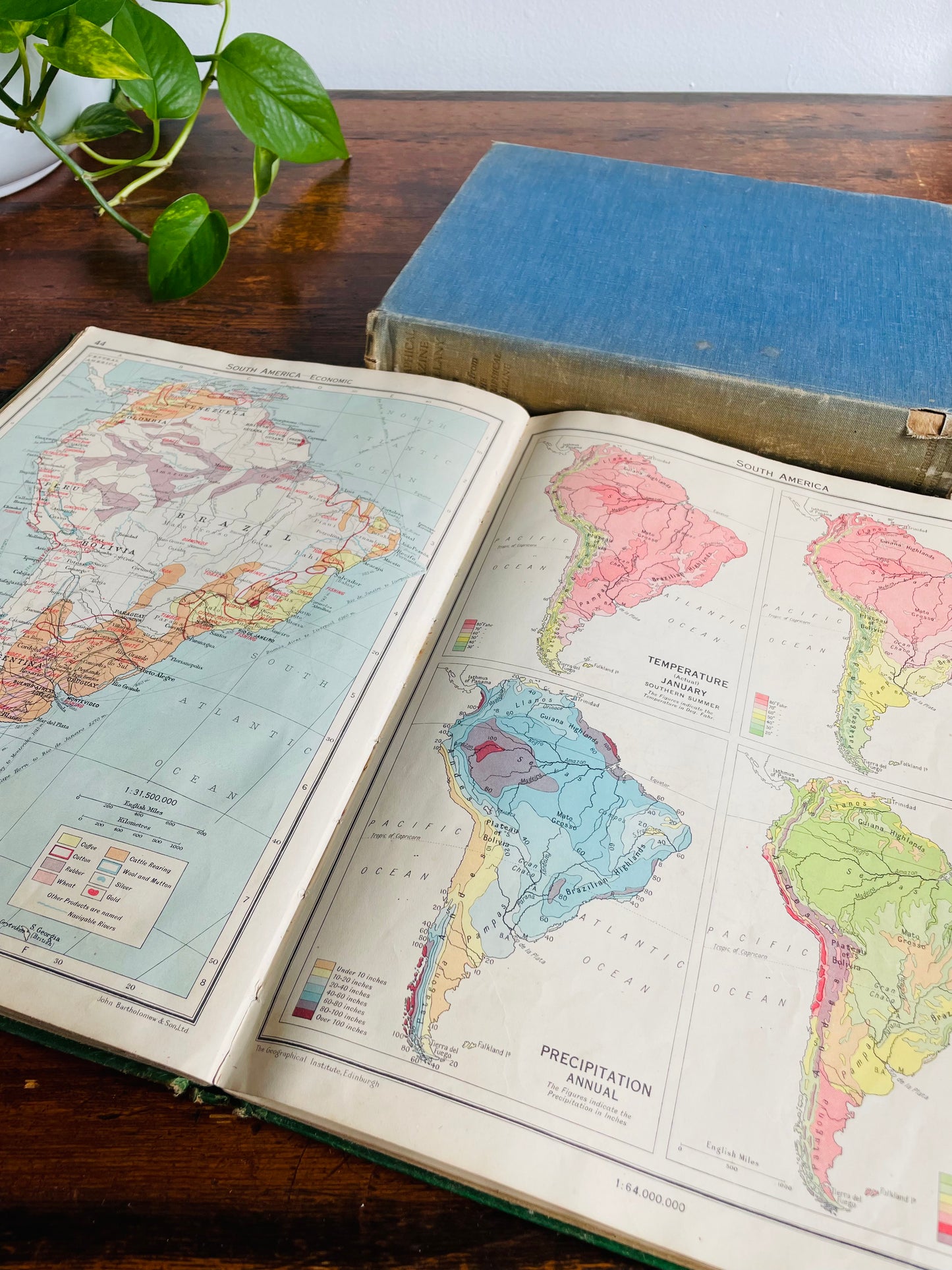 Geography Vintage Book Bundle - Geographical Magazine Miscellany & Social Studies Atlas