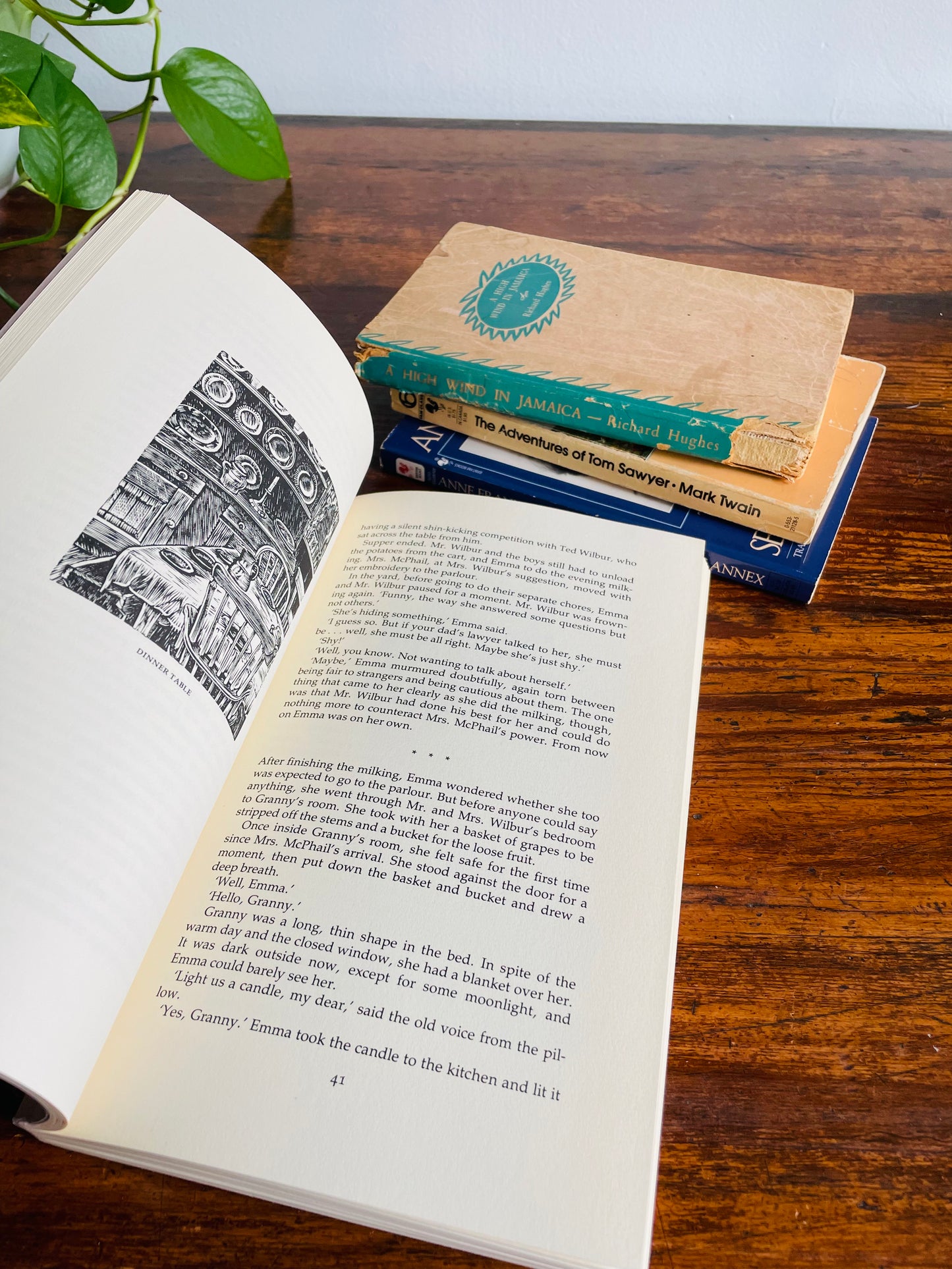 Young Adult Vintage Book Bundle - Anne Frank, Tom Sawyer, High Wind Jamaica, Tinderbox