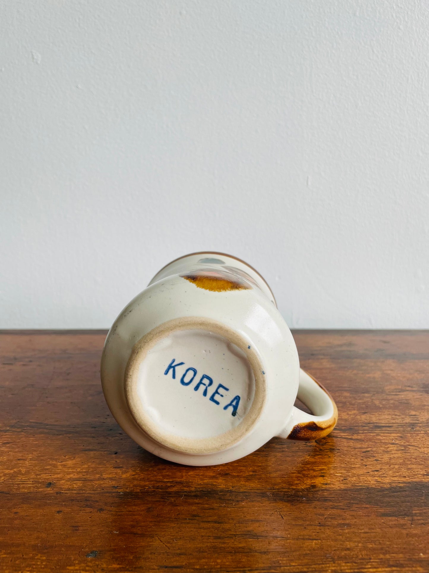 Stoneware Pottery Mug with Circle Design - Made in Korea