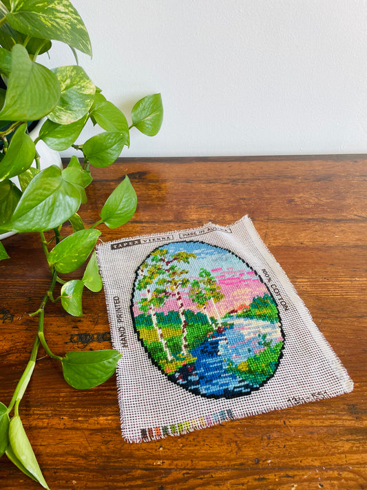 Ready to Frame Embroidery Panel - River & Trees - Made in Vienna, Austria