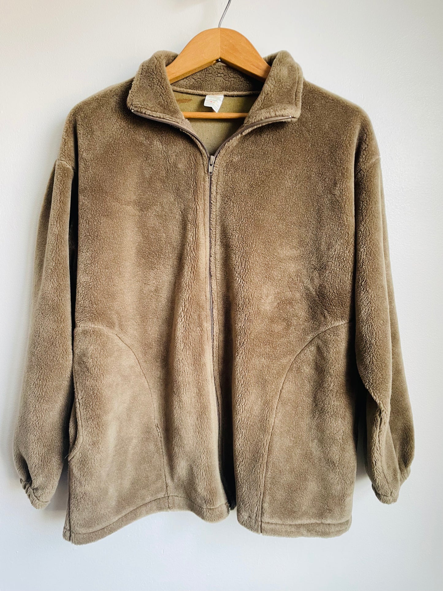 Cozy Brown Sherpa Fleece Zippered Sweater Jacket - Made in Canada