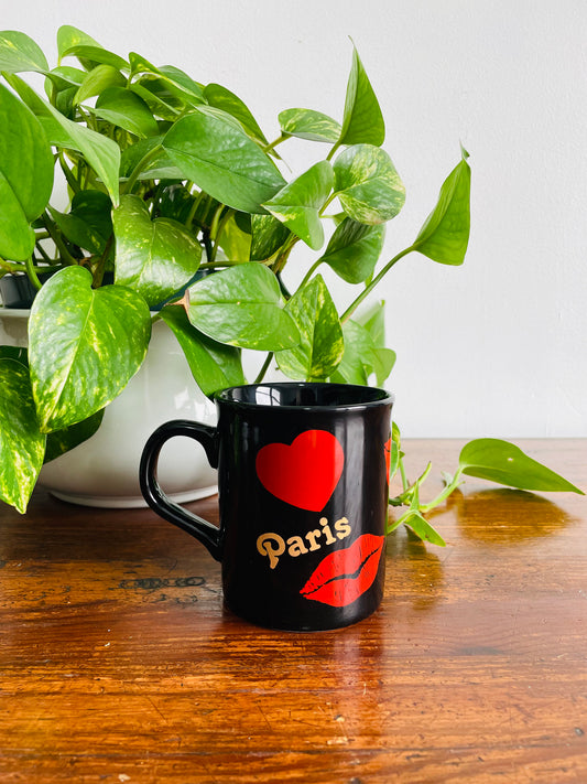 Paris Mug with Hearts & Lips Design - Made in England