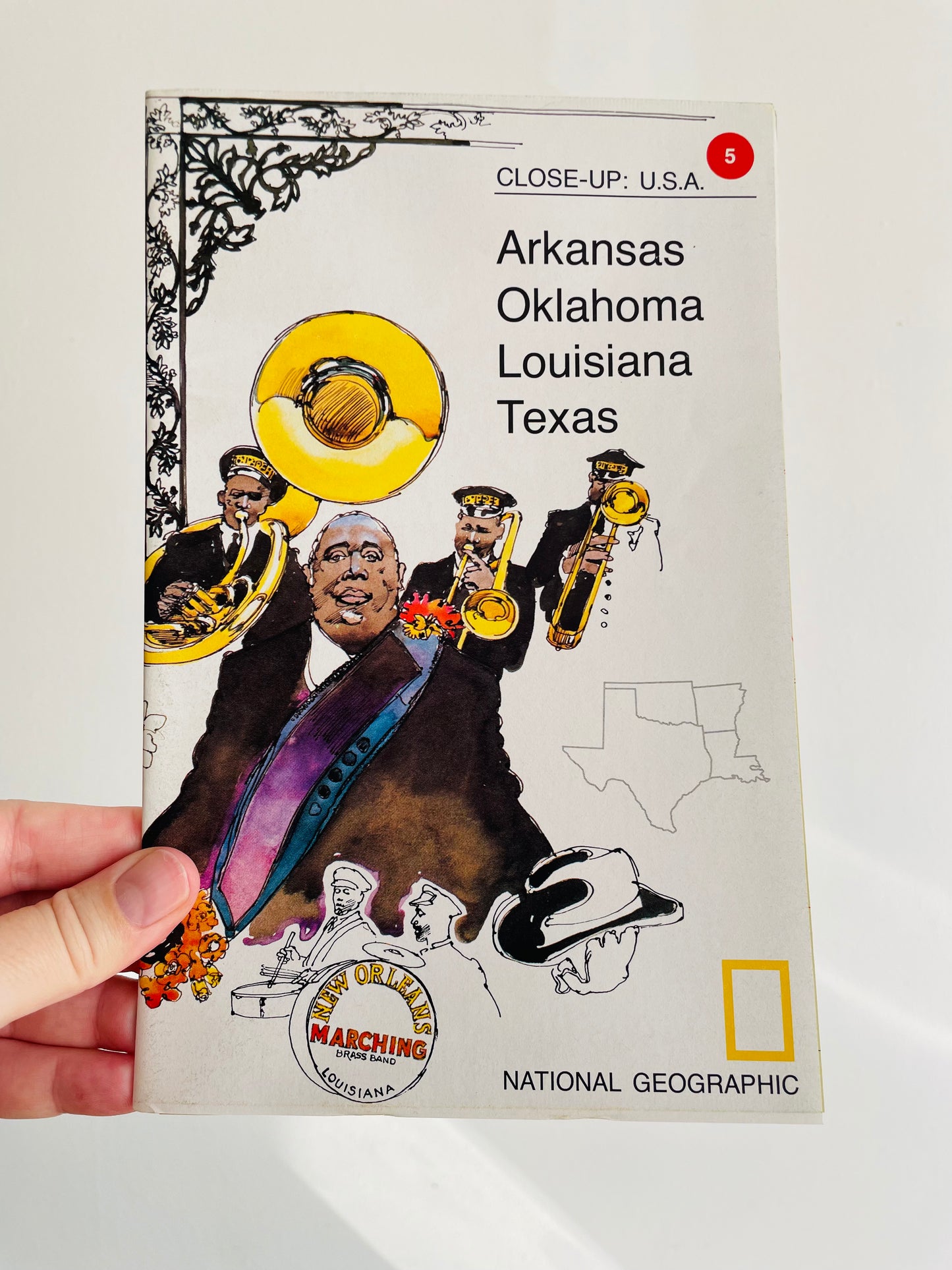 1978 National Geographic Close-Up USA Map - Arkansas, Oklahoma, Louisiana, Texas