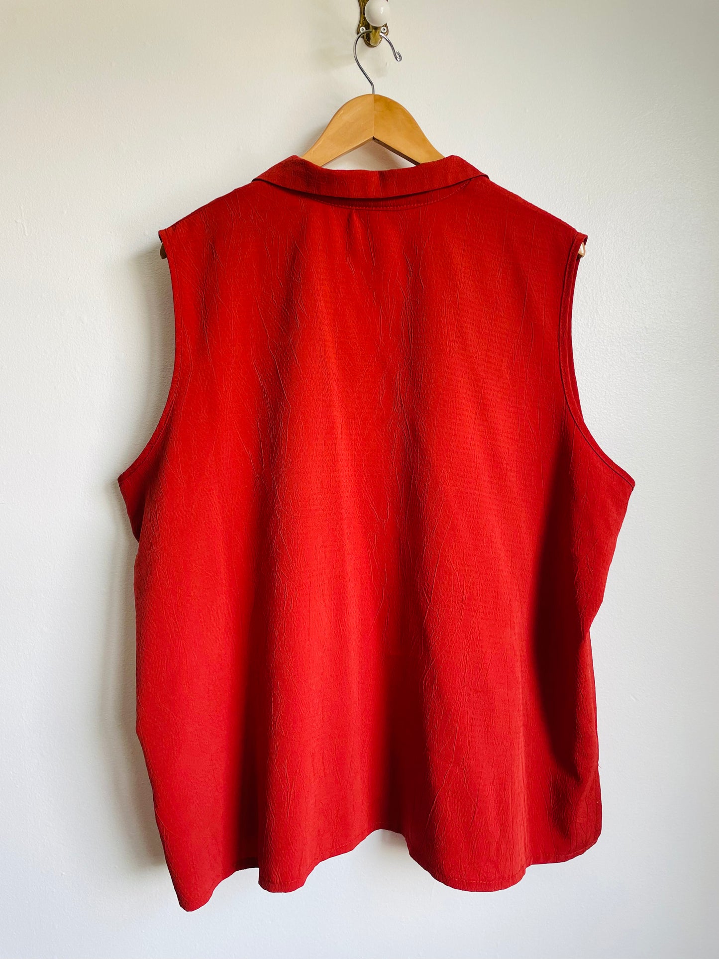 Vintage IMAGE Brand Rust Red Button Up Sleeveless Top with Dagger Collar - Size 3x